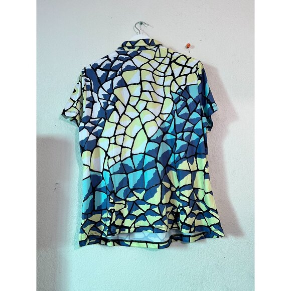 Simplicité By Jamie Sadock Multicolor Mosaic Print Polo Shirt XL Stretch Zip New - Picture 4 of 10